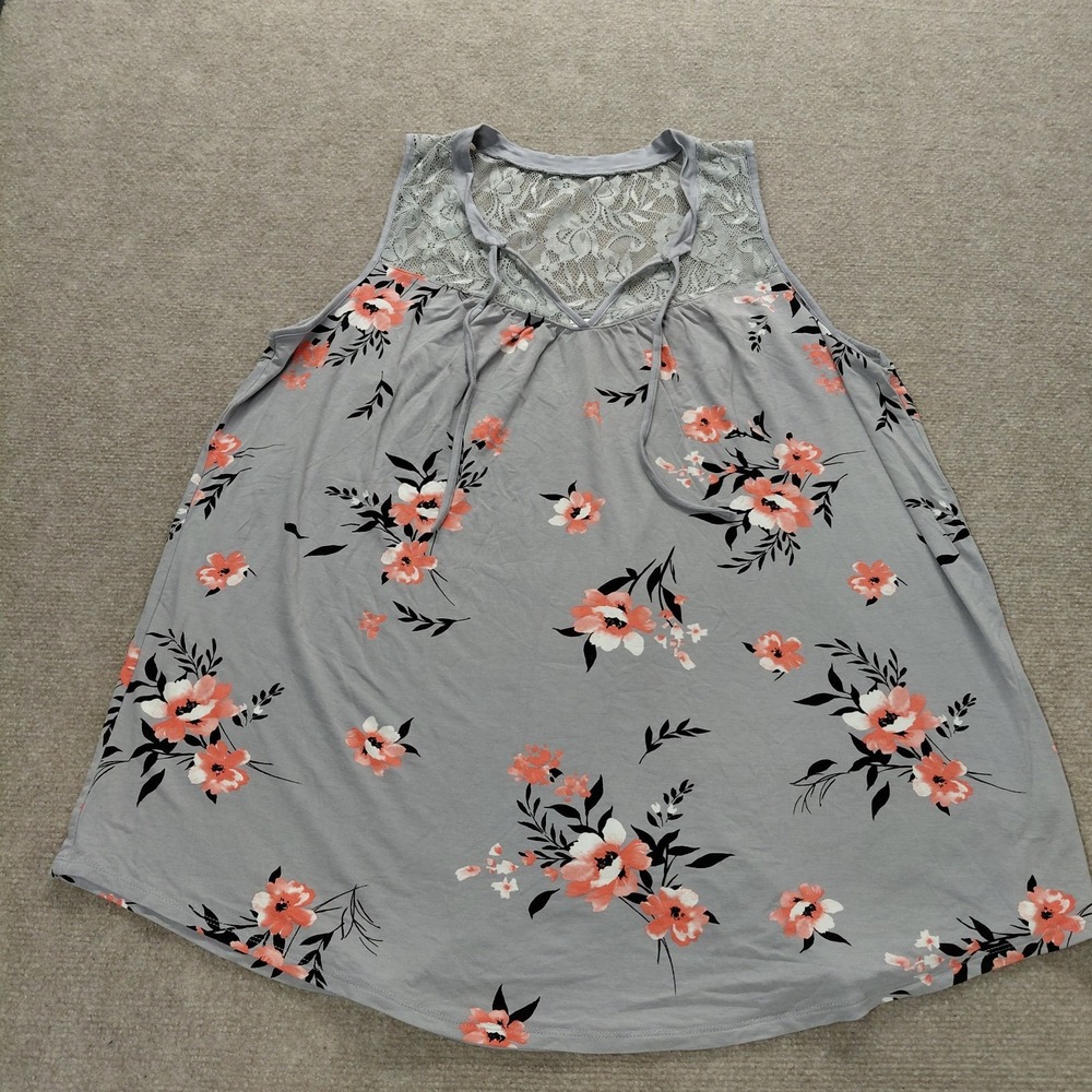 Torrid Floral Super Soft Knits Pullover Women's Top Tee Size 2 18-20 Gray Coral